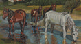 Load image into Gallery viewer, Vintage Art Original Oil Painting of Horses From Sweden
