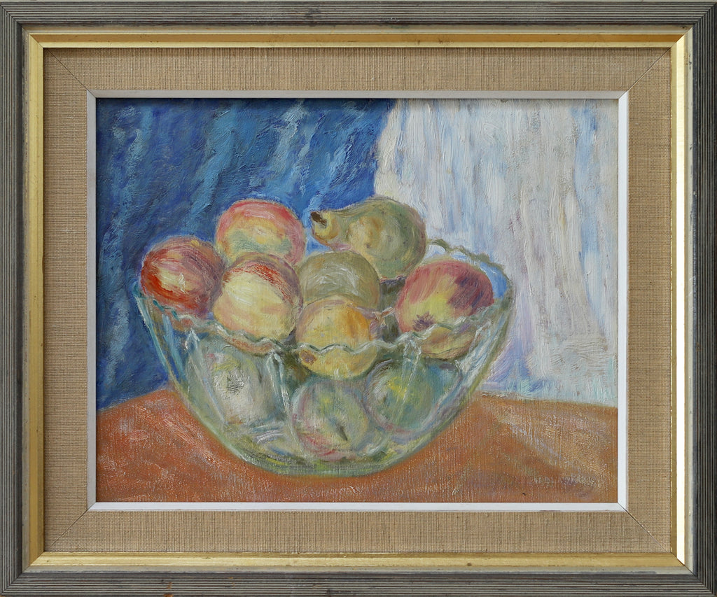 Vintage Mid Century Still Life of Fruit Oil Painting From Sweden