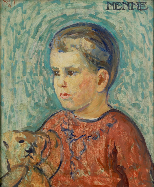Vintage Art Room Antique Oil Portrait Sweden