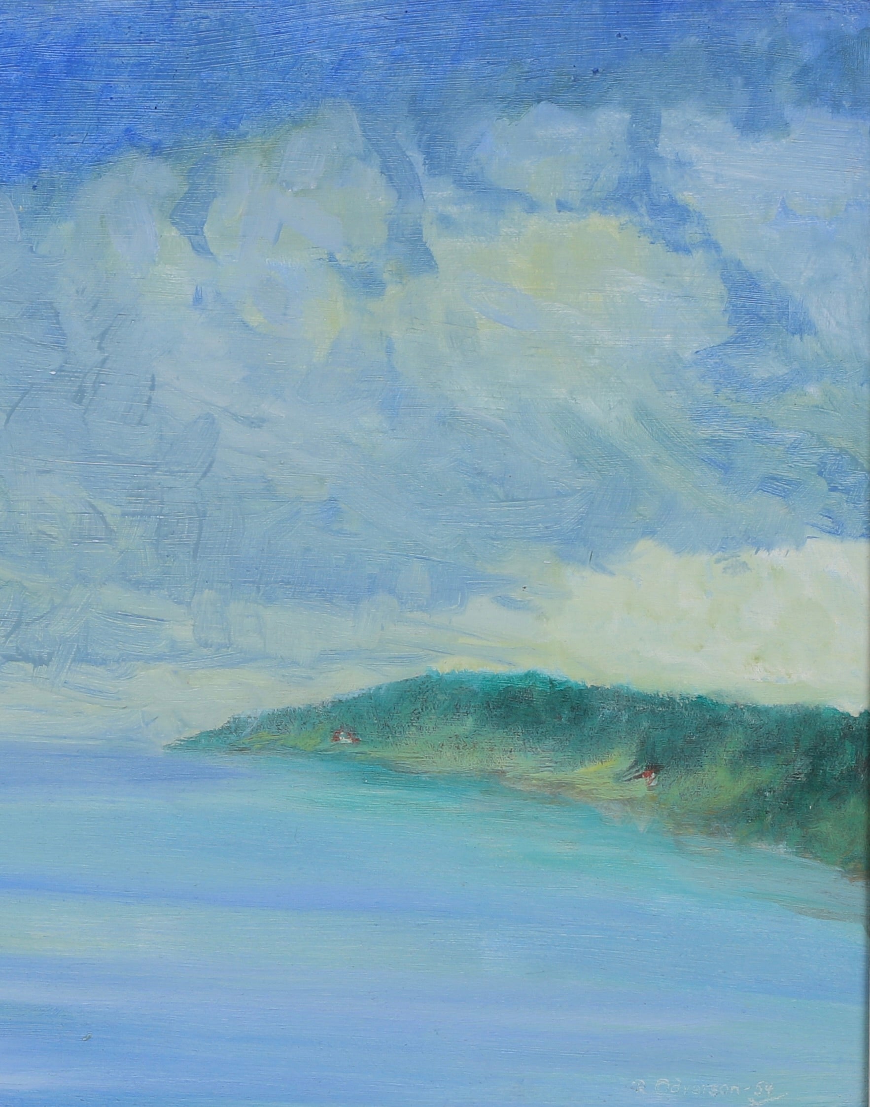Mid Century Art Coastal Oil Painting from Sweden