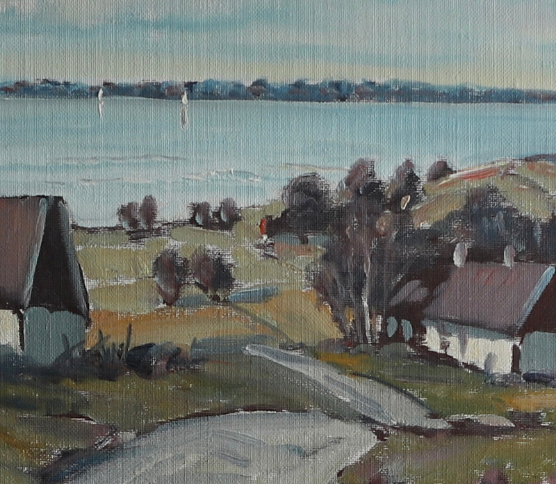 Vintage Coastal Painting by H Lindblom from Sweden