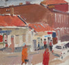 Mid Century Original Cityscape Oil Painting Sweden 1970