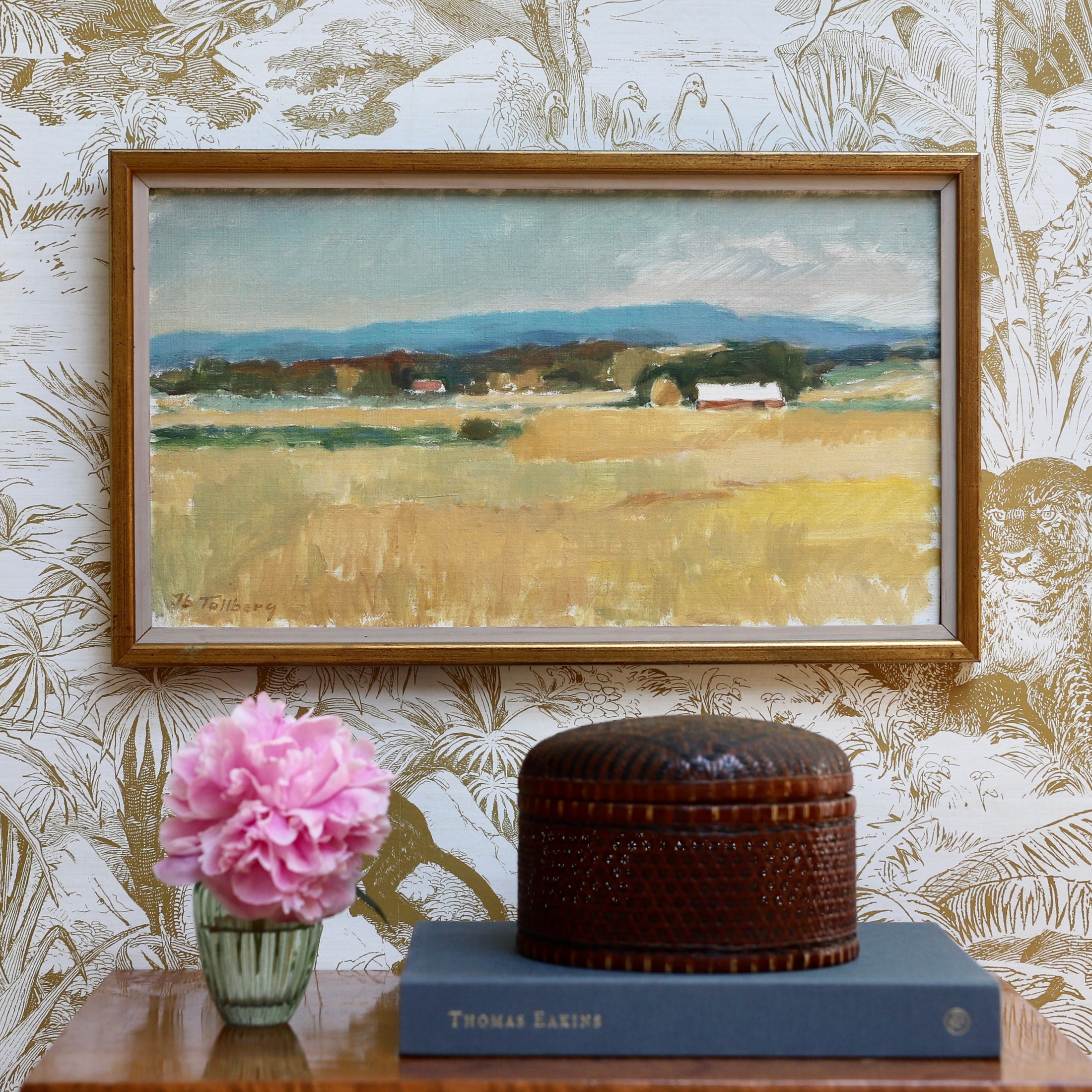 Original Vintage Farmhouse Oil Painting from Sweden