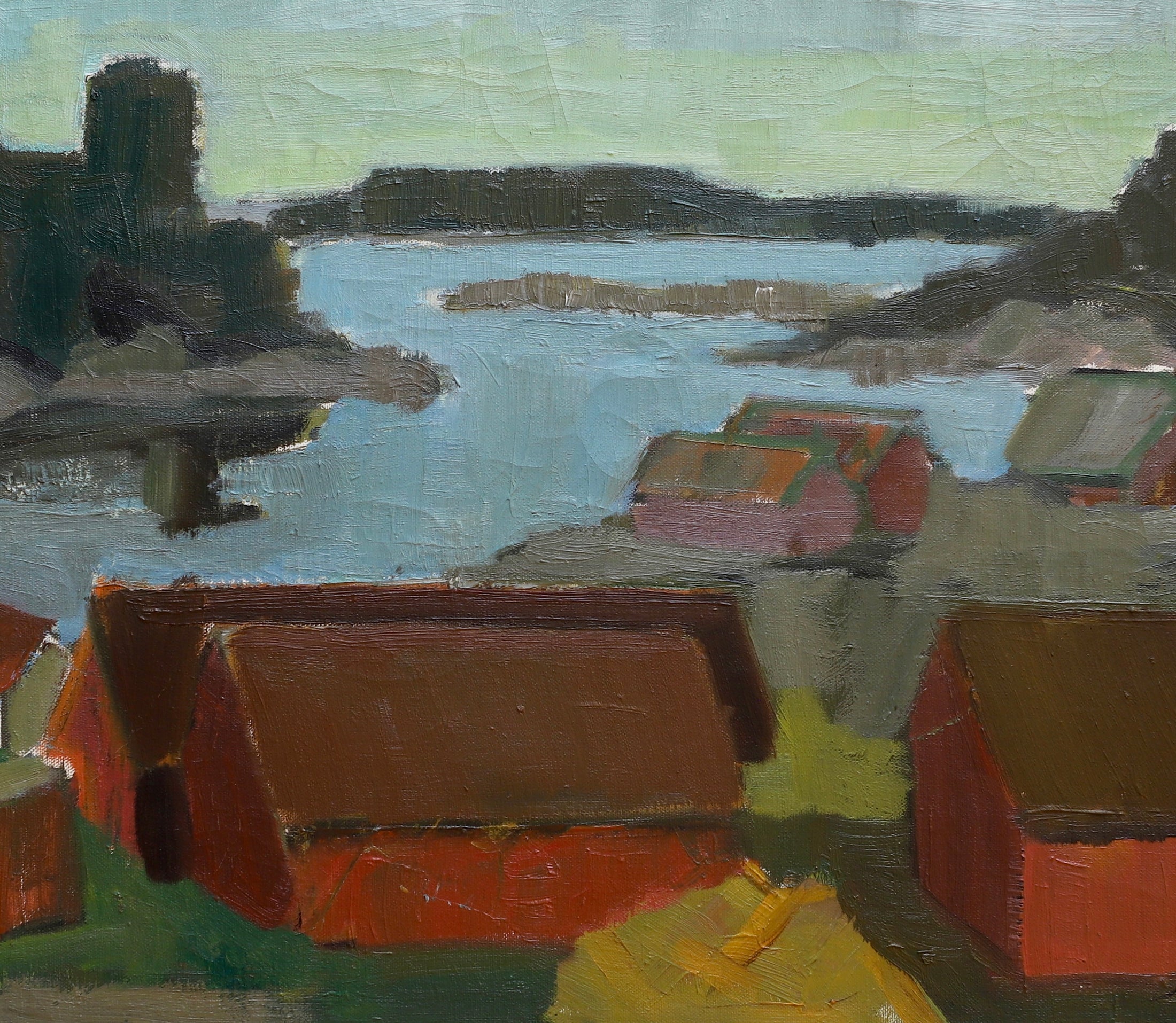 Original Coastal Oil Painting Vintage Mid Century From Sweden