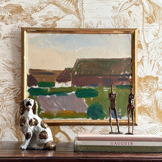 Mid Century Original Vintage Farmhouse Oil Painting from Sweden