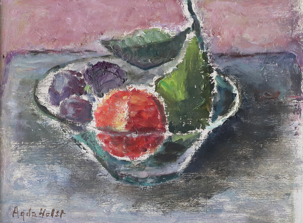 Vintage Mid Century Still Life of Fruit Oil Painting From Sweden