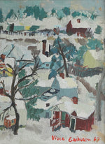 Mid Century Original Winterscape Oil Painting From Sweden