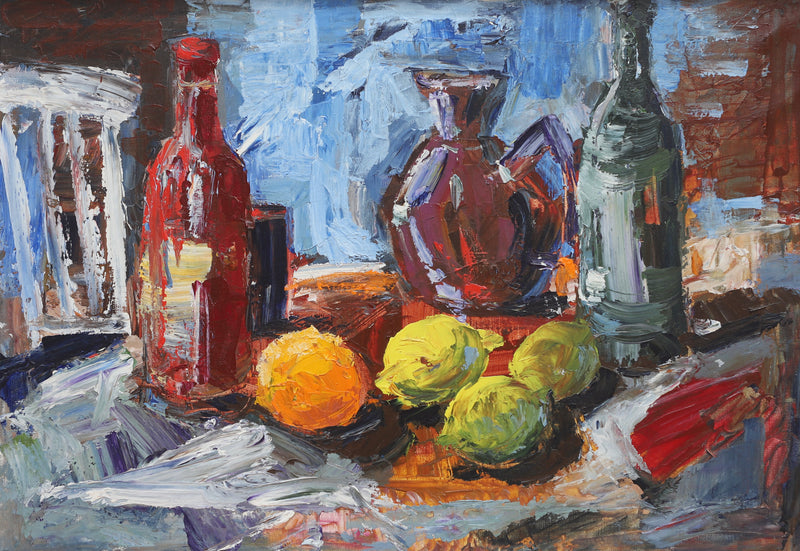 Mid Century Original Still Life Oil Painting From Sweden