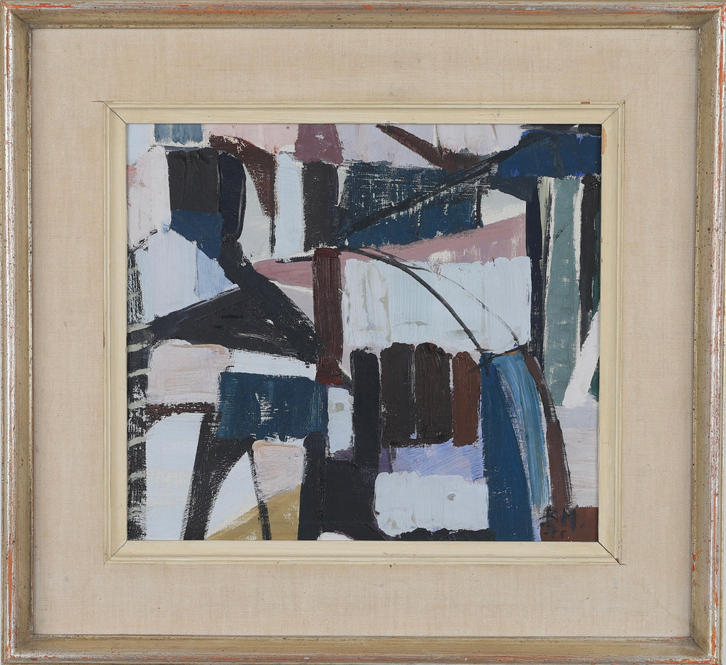 Mid Century Vintage Abstract Painting From Sweden