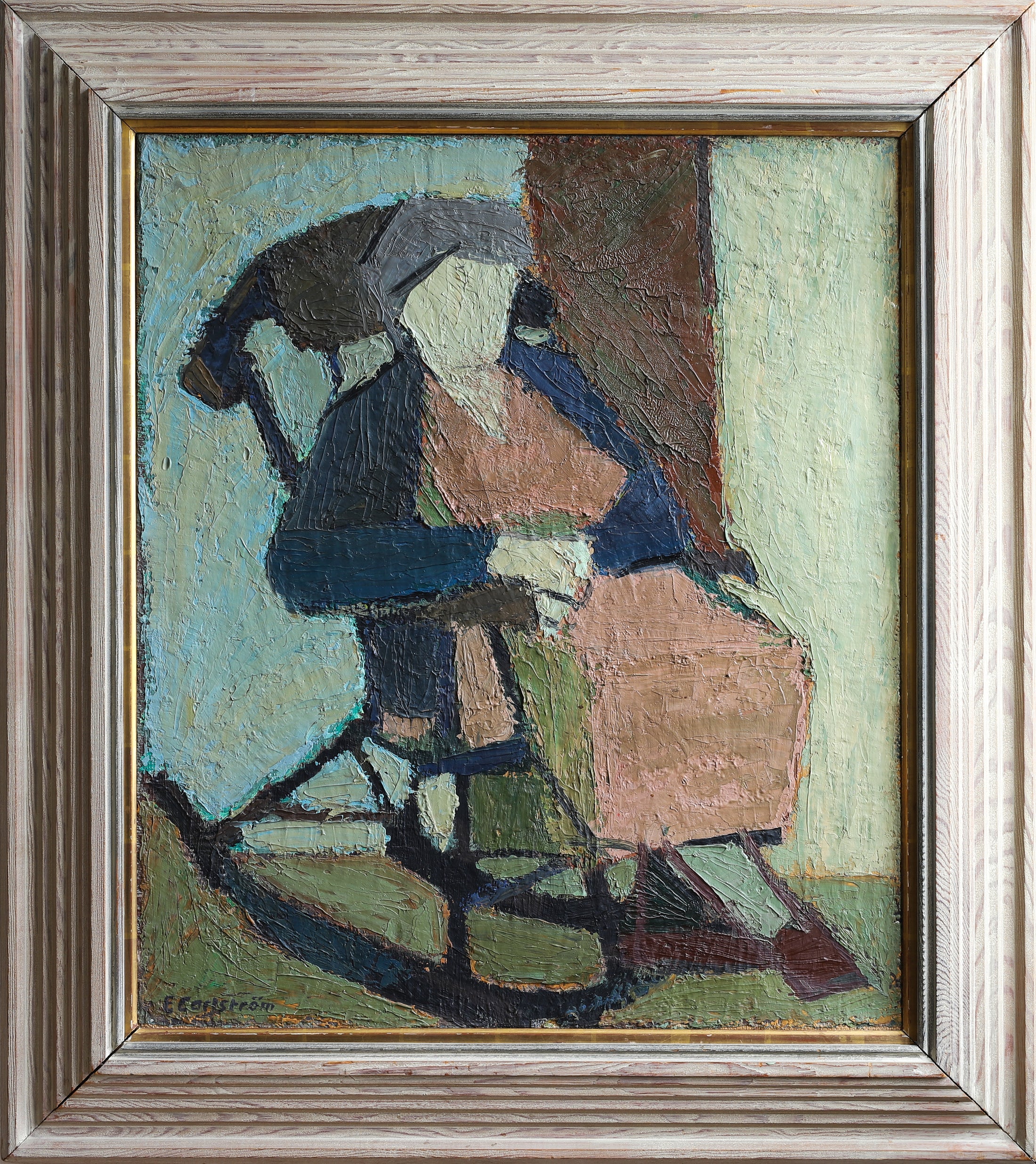 Original Vintage Mid Century Figurative Painting From Sweden