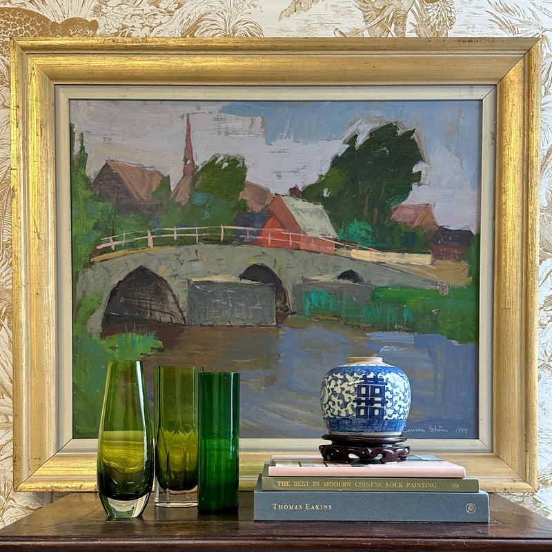 Vintage Art Room Mid Century Original Oil Painting from Sweden