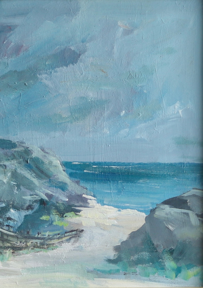 Vintage Original Coastal Oil Painting From Sweden