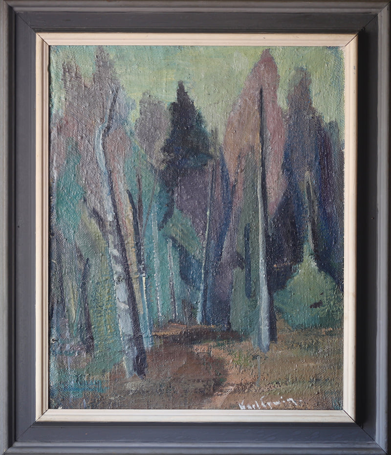 Mid Century Vintage Landscape Oil Painting From Sweden