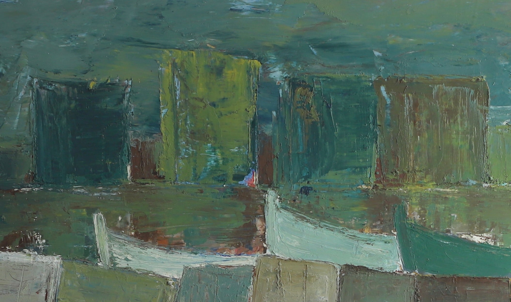 Vintage Art Room Mid Century Original Oil Painting from Sweden