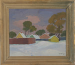 Mid Century Winterscape Oil Painting 1946