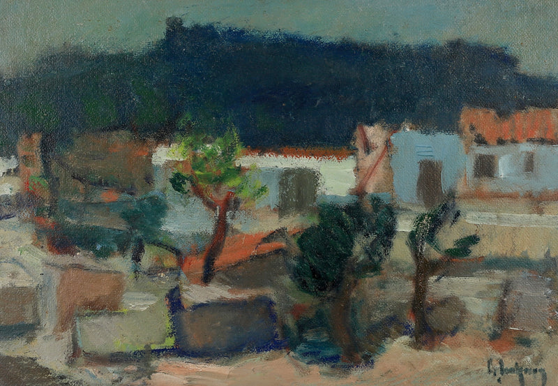 Mid Century Oil Painting From Sweden by G Isaksson