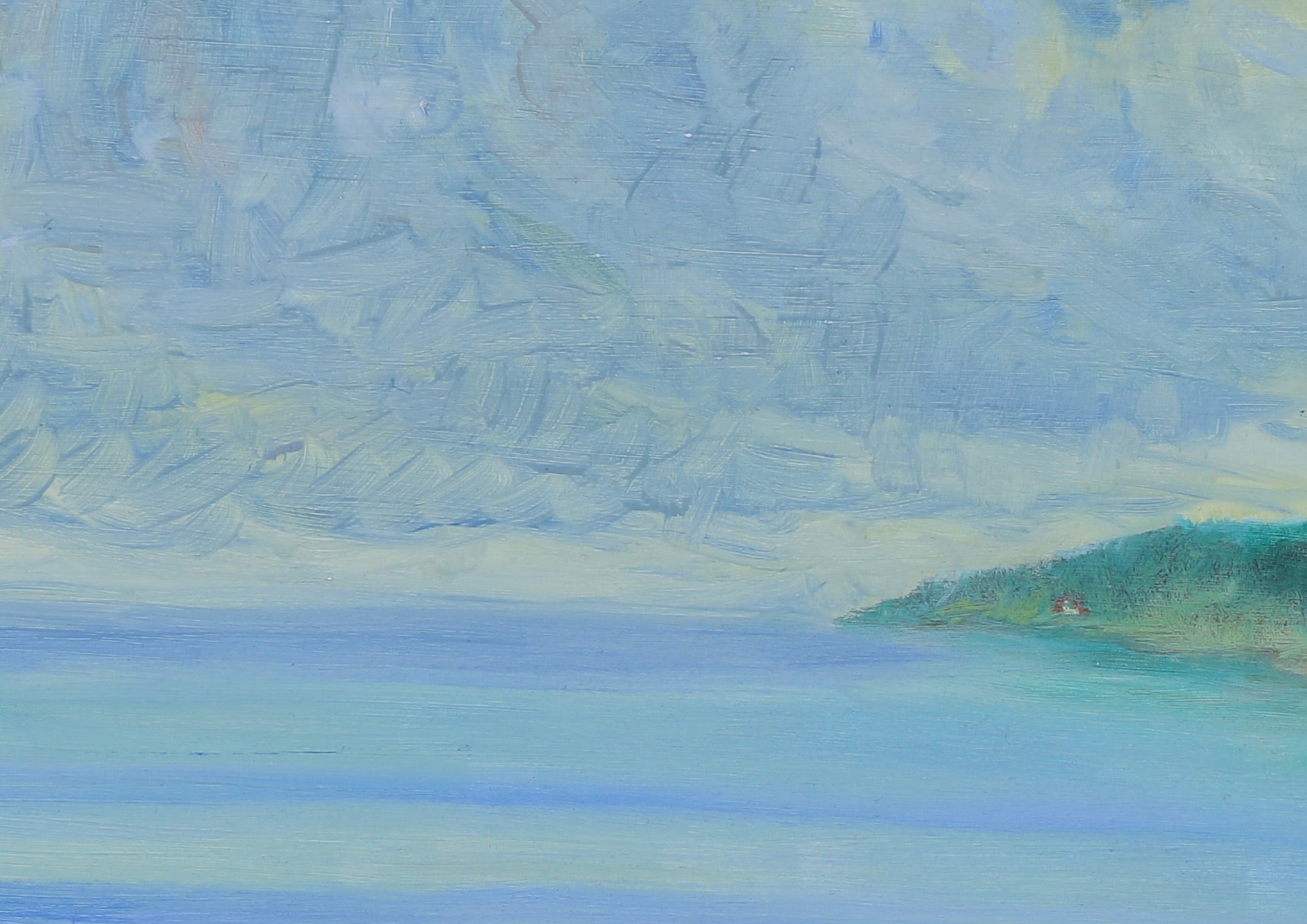 Mid Century Art Coastal Oil Painting from Sweden