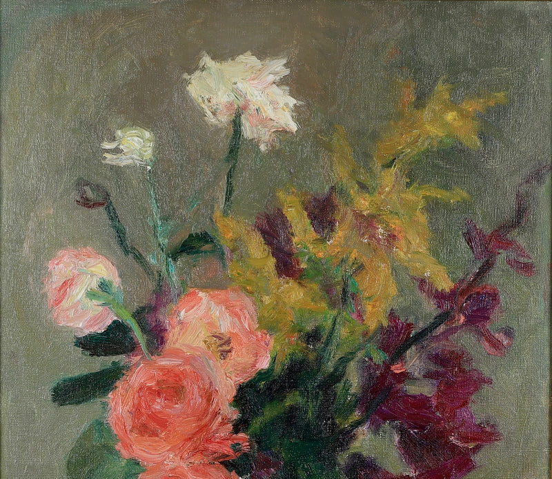 Original Still Life Oil Painting Vintage Mid Century Sweden