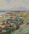 Vintage Art Mid Century Coastal Oil Painting by from Sweden