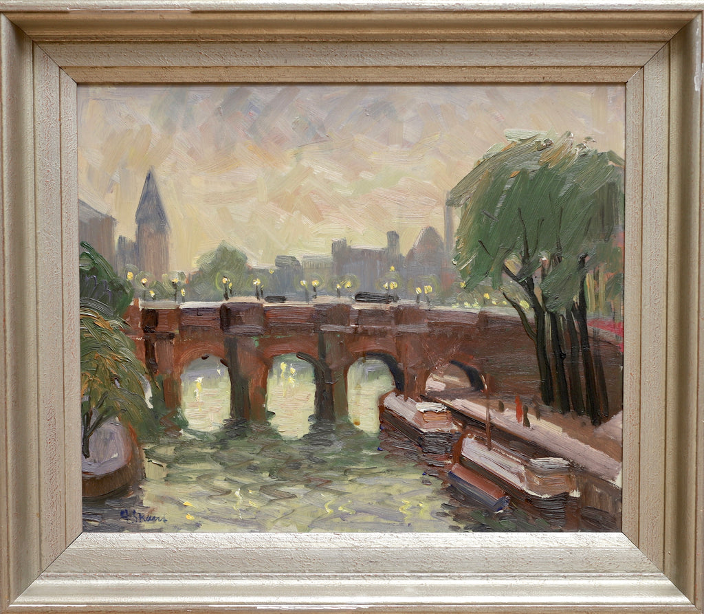 Vintage Art Original Cityscape Oil Painting From Sweden