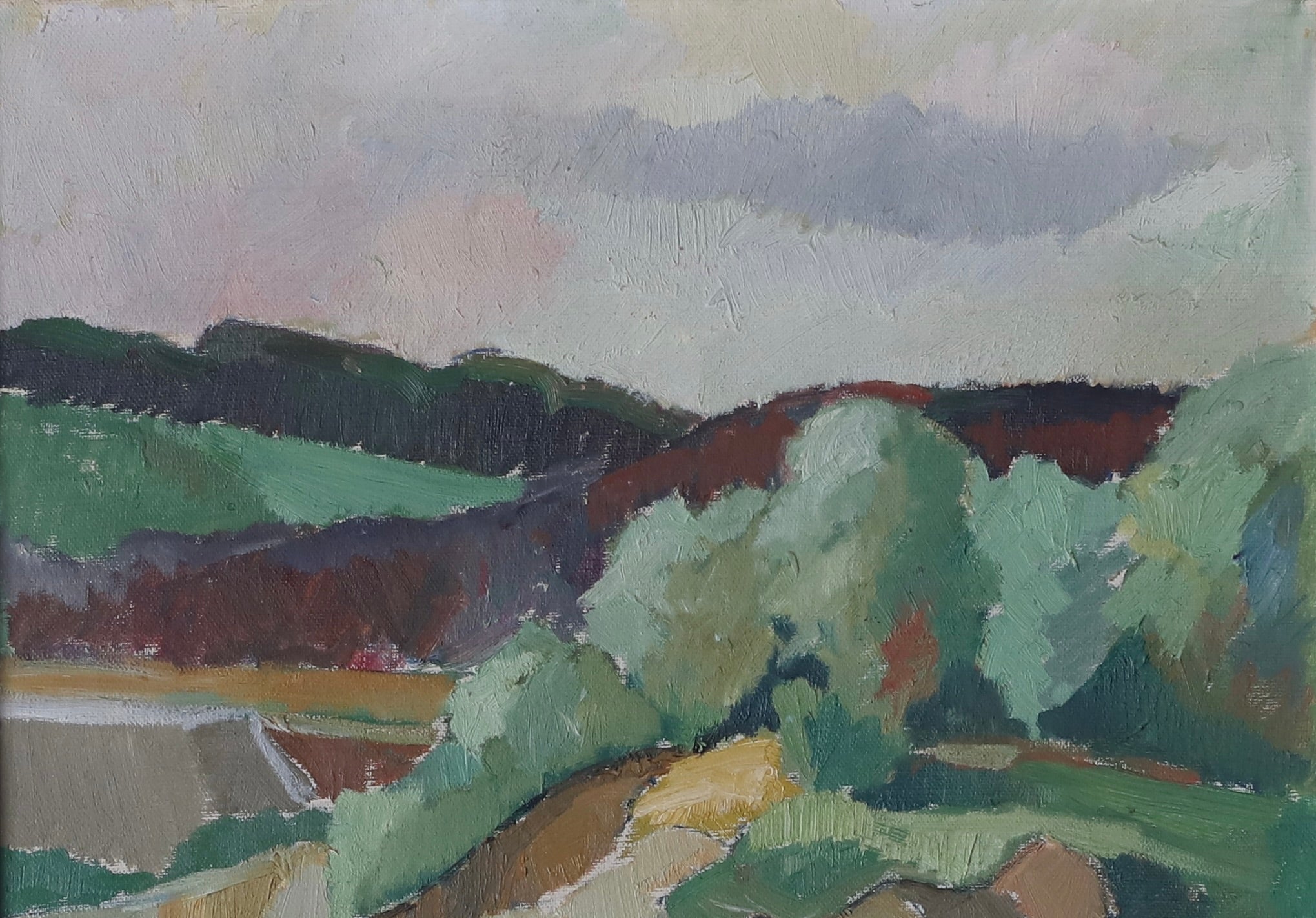 Mid Century Vintage Oil Painting From Sweden By H Cardell 1944