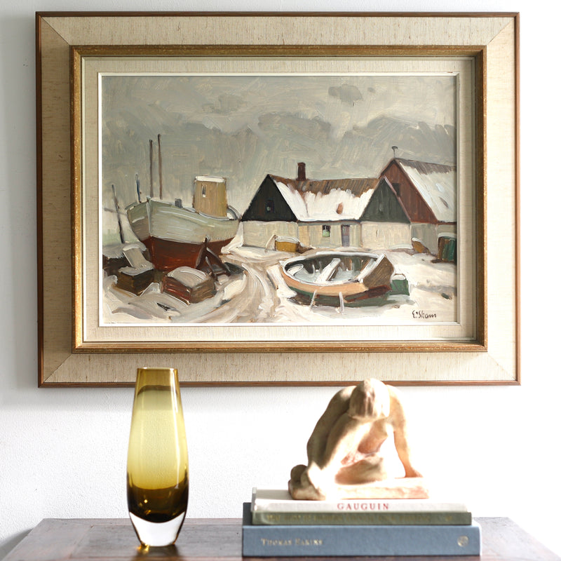 Mid Century Original Oil Painting From Sweden By E Skans