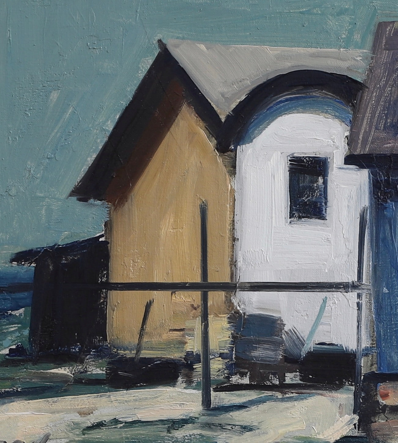 Original Coastal Oil Painting Vintage Mid Century Sweden