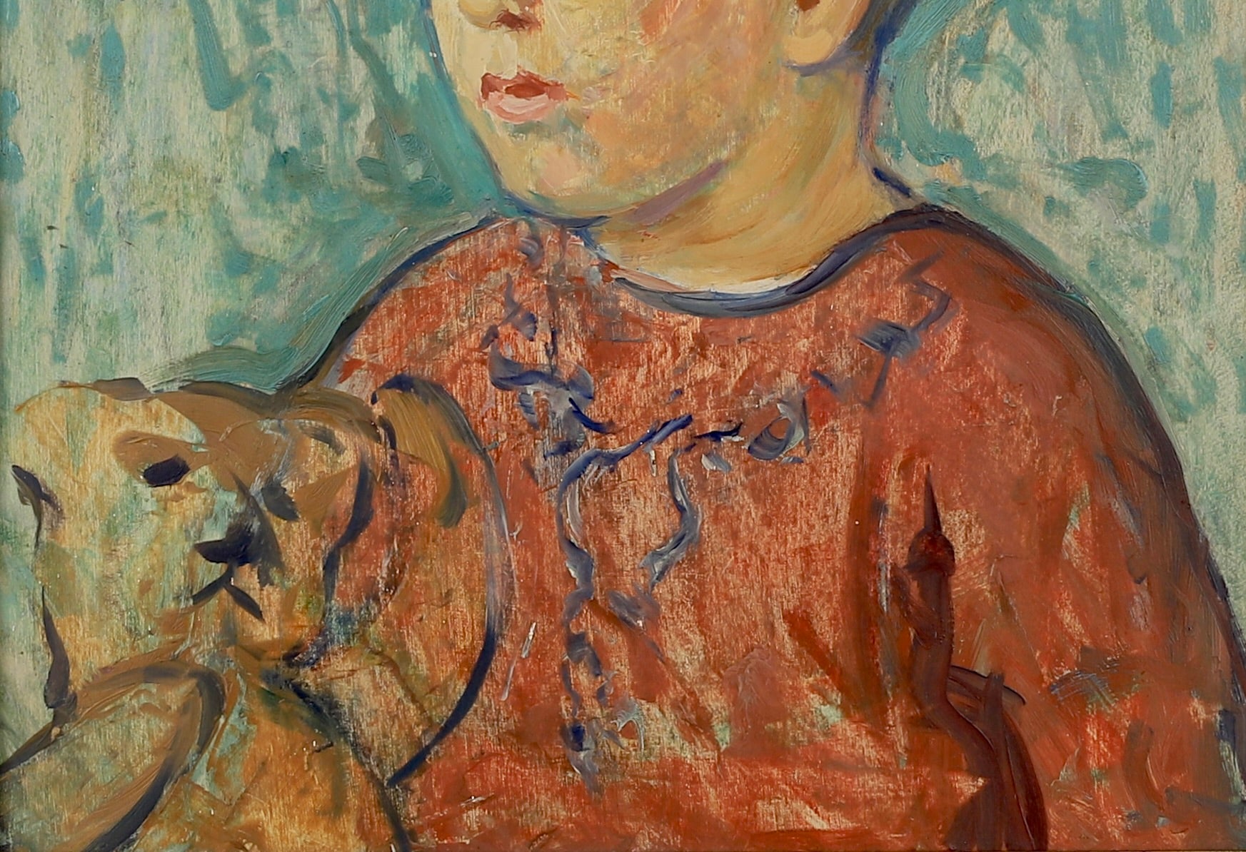 Vintage Art Room Antique Oil Portrait Sweden