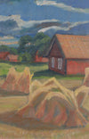 Vintage Mid Century Haystack Painting Sweden
