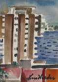 Load image into Gallery viewer, Vintage Art Mid Century Cityscape From Sweden by L Herder
