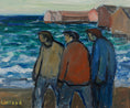 Load image into Gallery viewer, Mid Century Harbor Scene Original Vintage Oil Painting from Sweden
