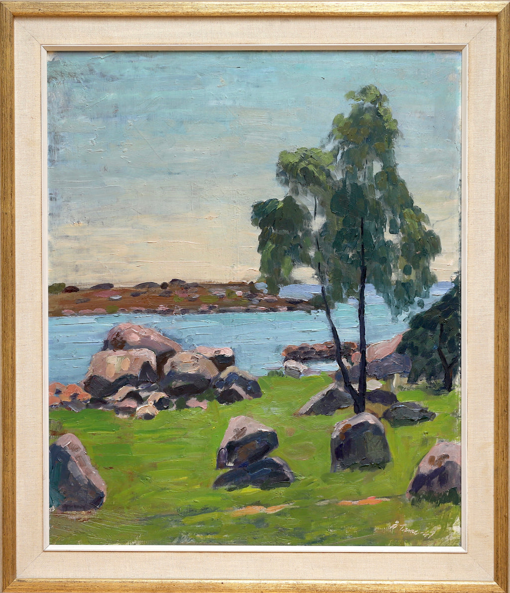 Mid Century Original Landscape Oil Painting From Sweden