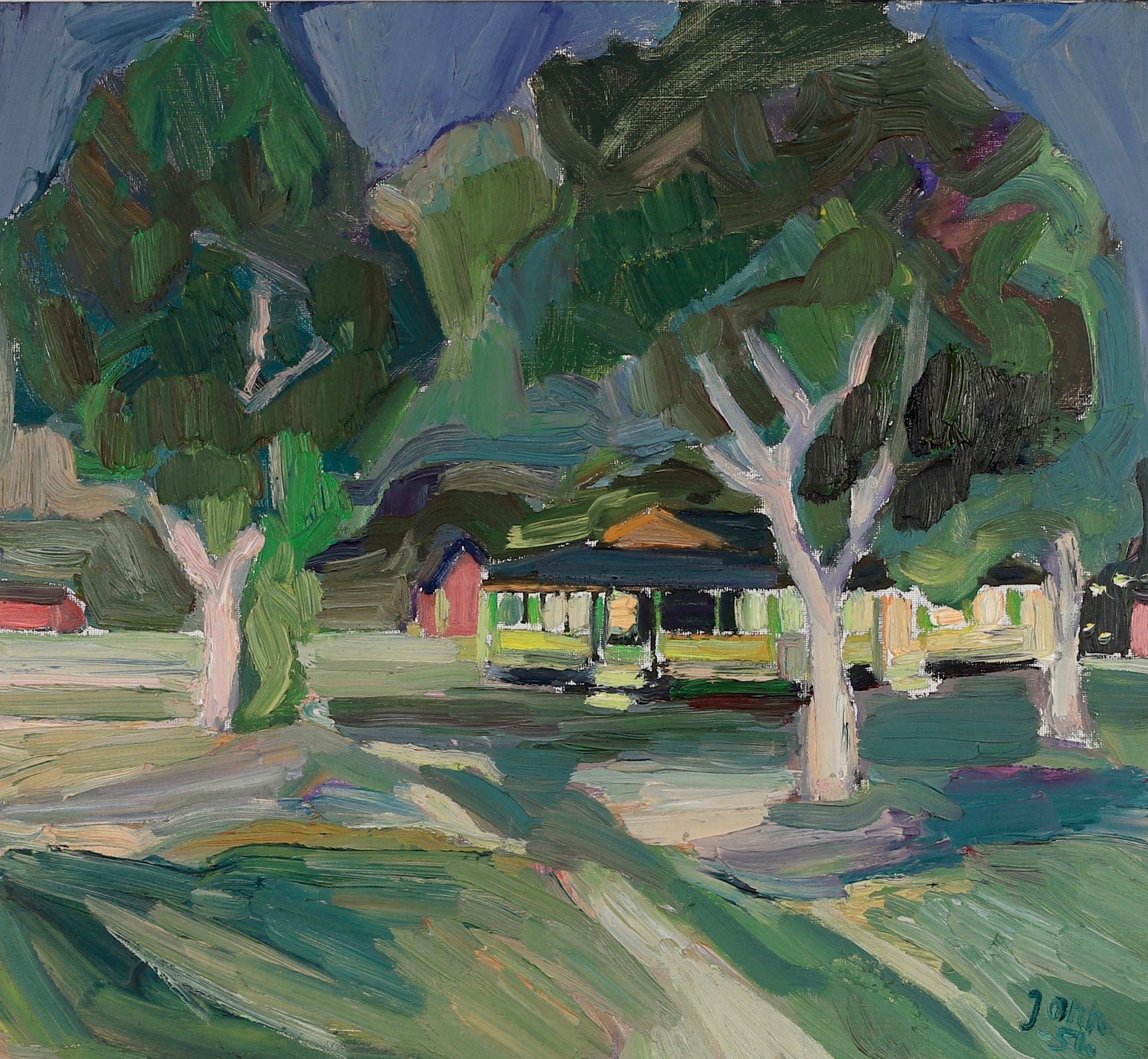 Vintage Art Original Oil Painting by G Jonn From Sweden 1956