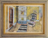 Vintage Art Room Original Interior Oil Painting from Sweden 1949