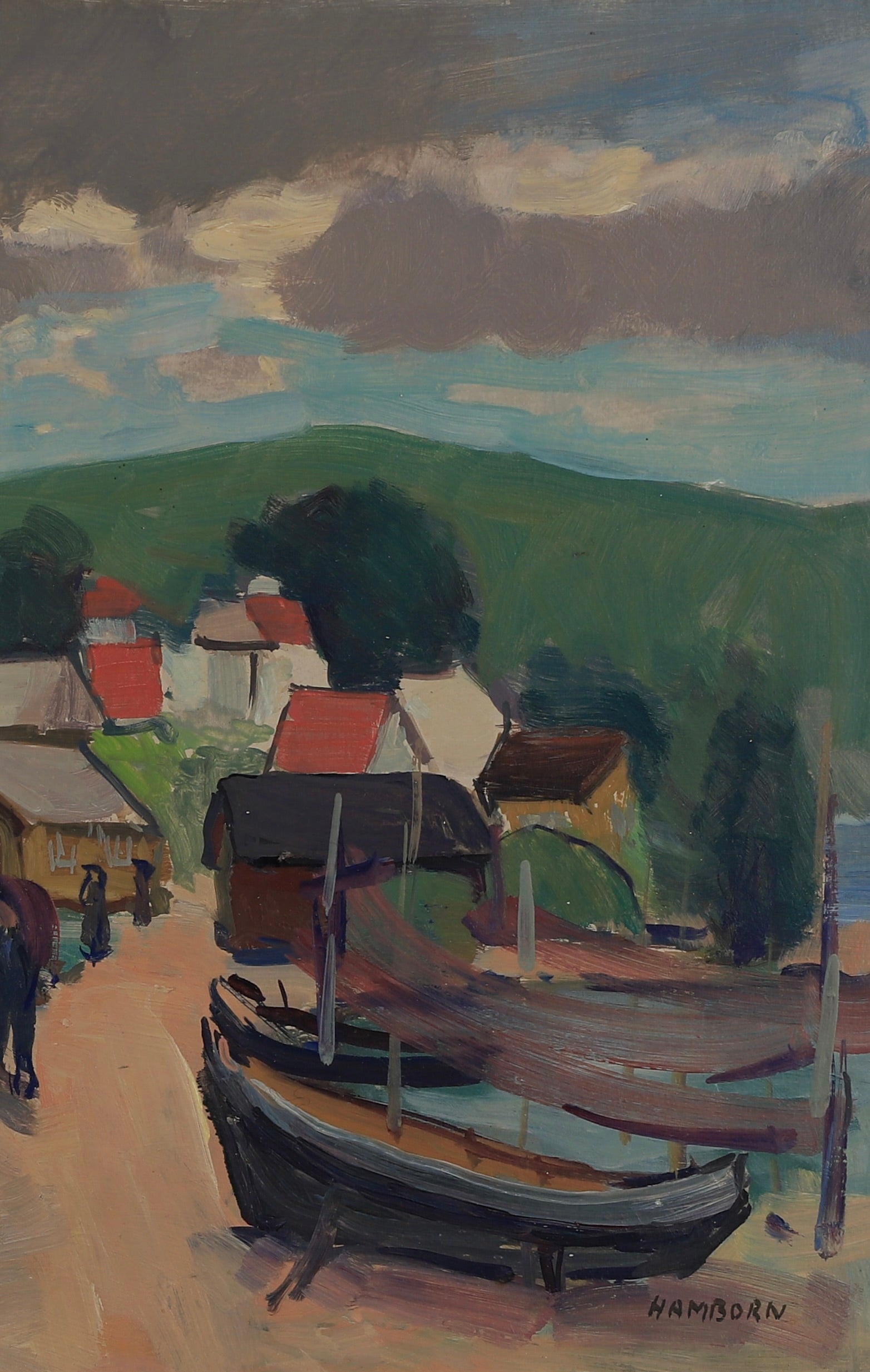 Mid Century Vintage Oil Painting From Sweden by Hamborn