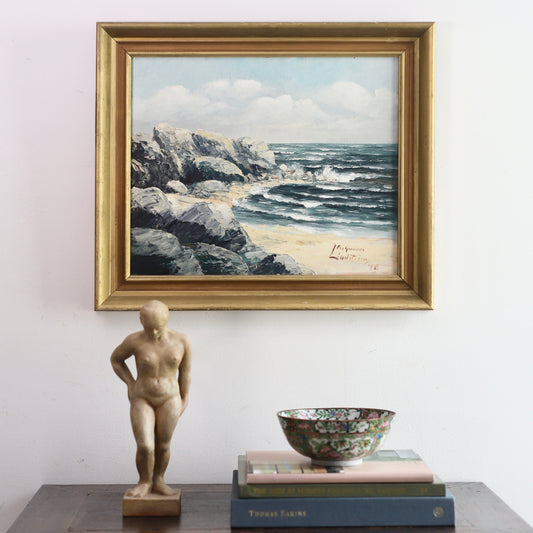 Vintage Coastal Painting by from Sweden by Lindström