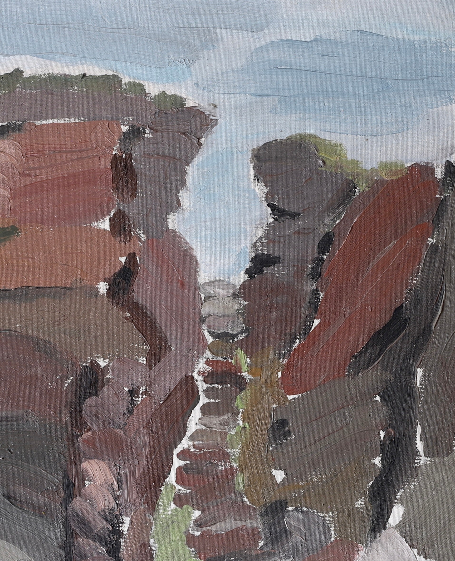 Vintage Art Room Mid Century Original Coastal Landscape from Sweden