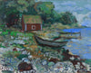 Vintage Coastal Painting by from Sweden by B Wahlberg