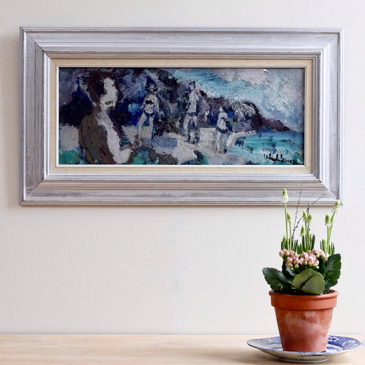 Vintage Beach Oil Painting by from Sweden by B Wahlberg
