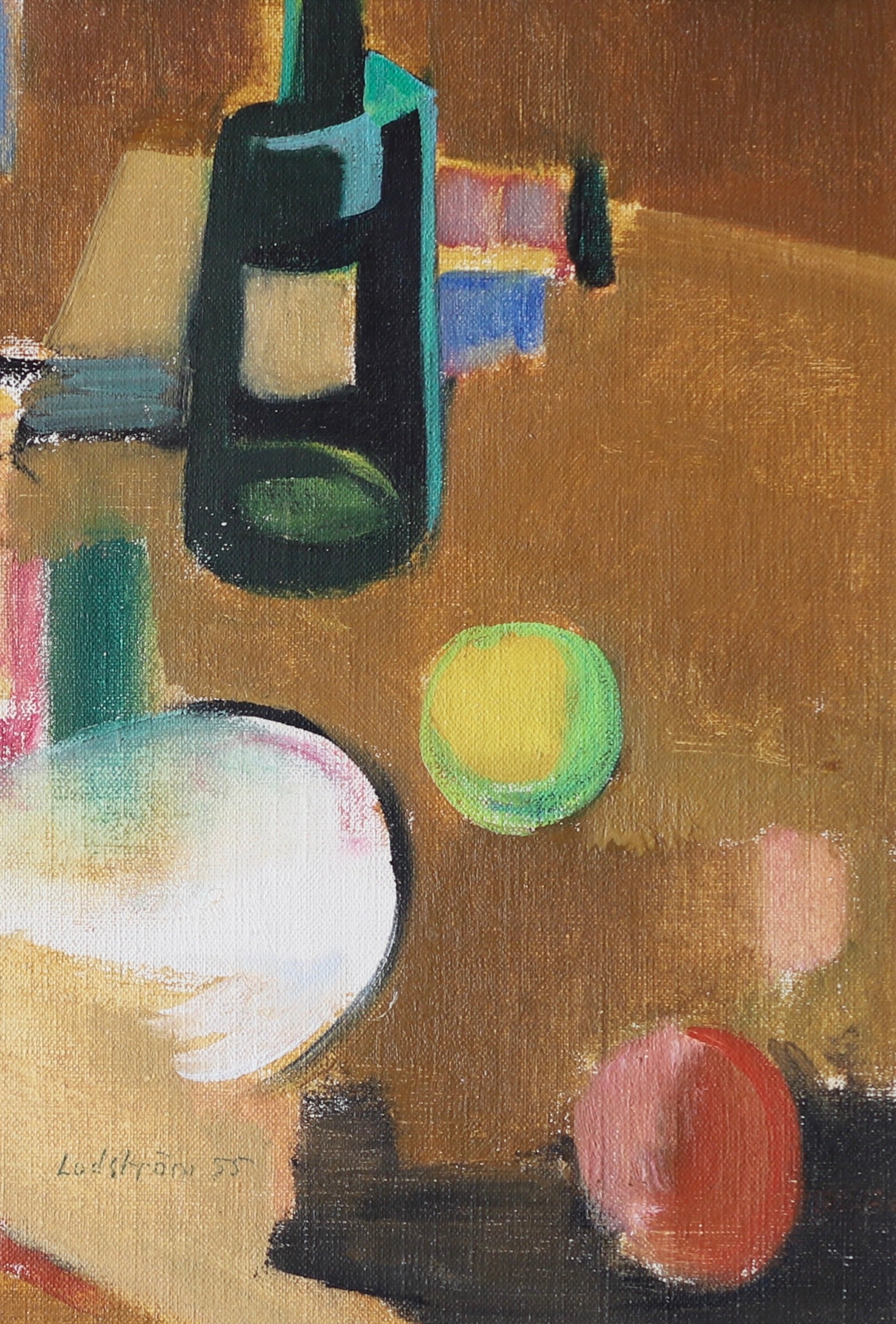 Mid Century Vintage Still Life Painting by G Lodström from Sweden