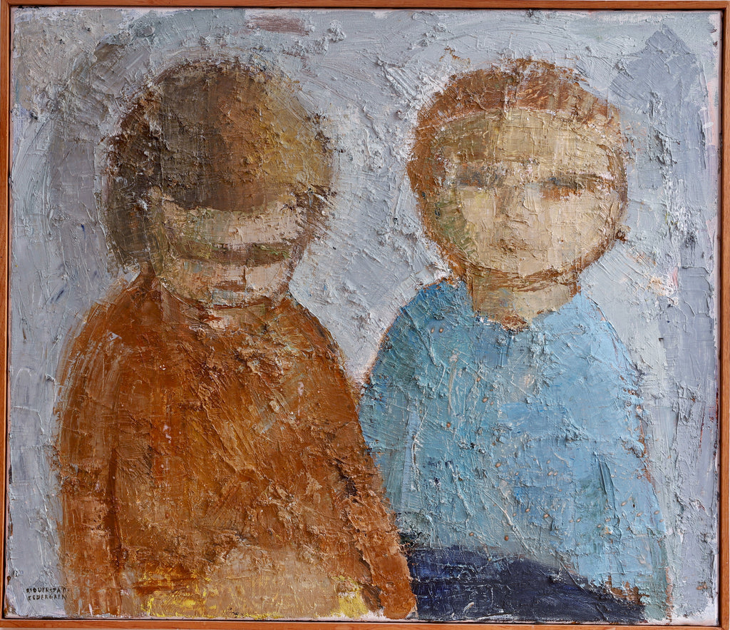 Vintage Children's Portrait Oil Painting From Sweden