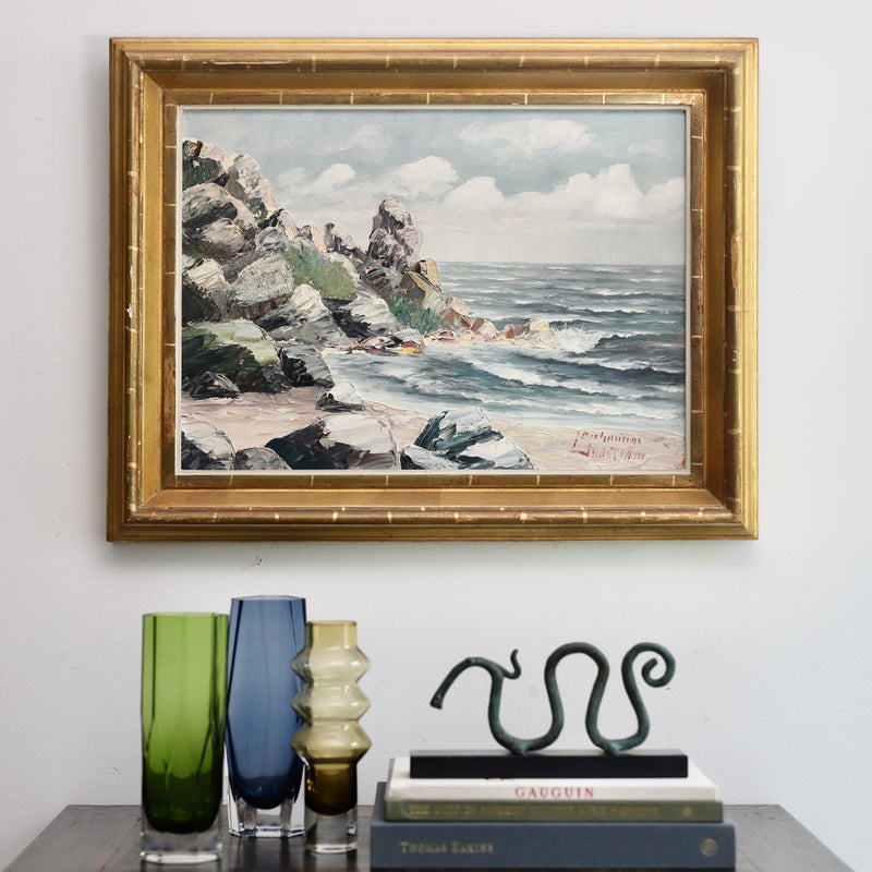 Vintage Coastal Painting by from Sweden by Lindström