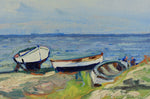 Vintage Art Coastal Oil Painting by from Sweden from 1948