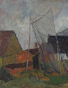 Mid Century Original Vintage Coastal Oil Painting from Sweden