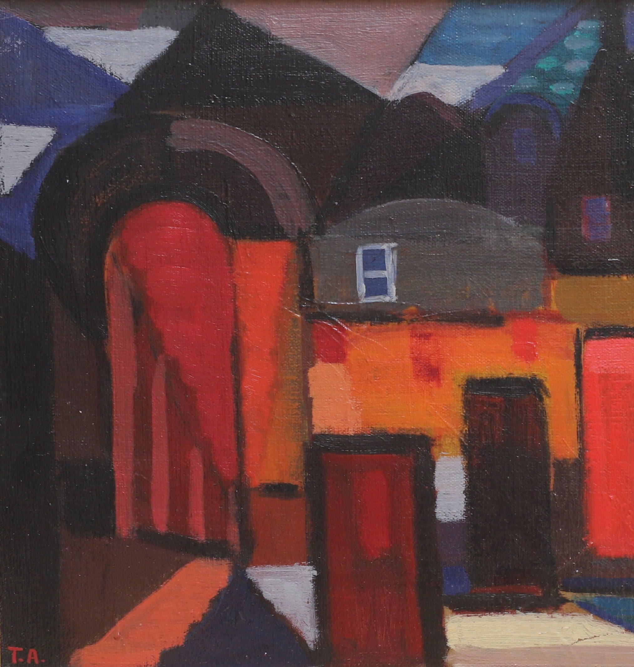 Mid Century Original Vintage Oil Painting from Sweden