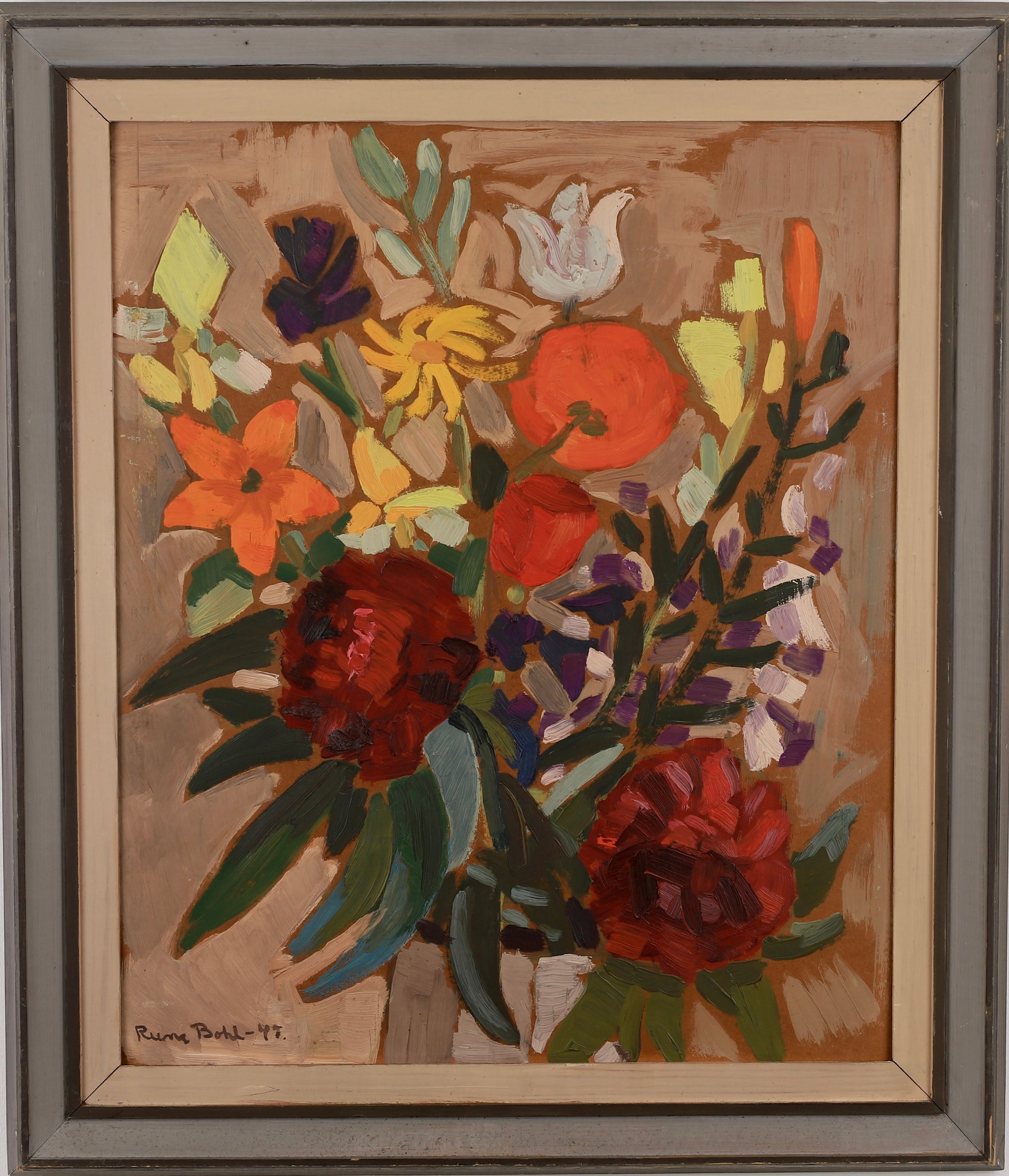 Vintage Art Still Life Original Oil Painting From Sweden R Bohl