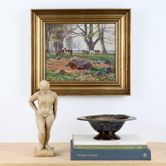 Mid Century Original Landscape Oil Painting by R Nielsen