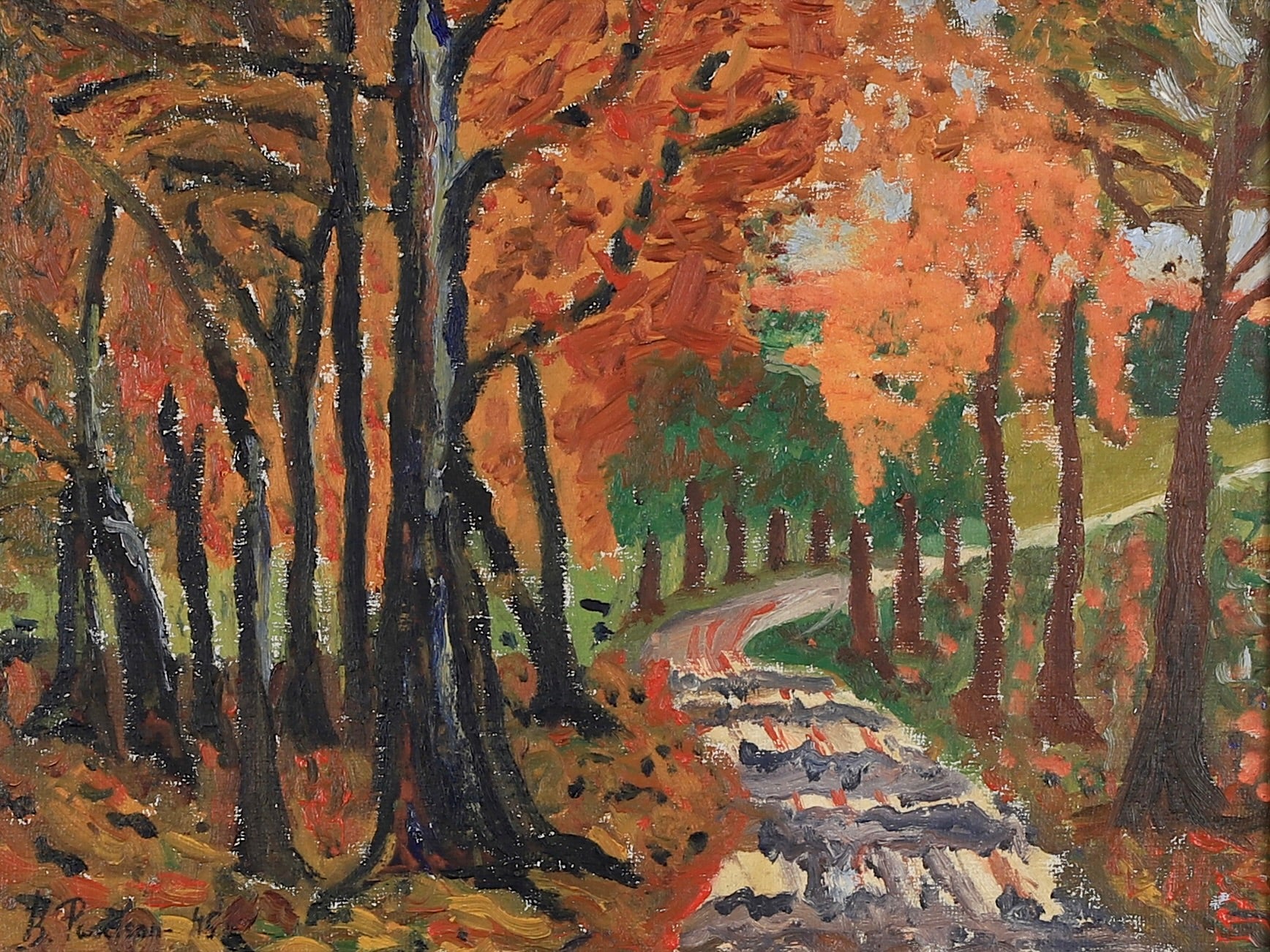Vintage Art Room Landscape Oil Painting From Sweden