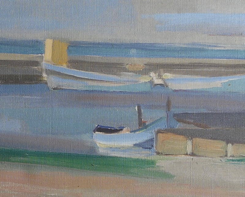 Original Vintage Harbor Scene Oil Painting By A Jönsson Sweden