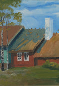Load image into Gallery viewer, Mid Century Original Vintage Farmhouse Oil Painting from Sweden
